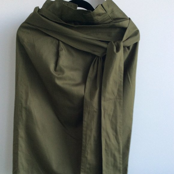 J CREW Paper-bag skirt in twill Moss Green Size 0 - Picture 2 of 5